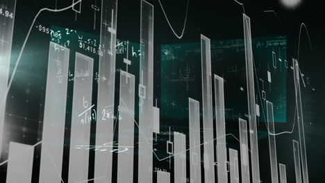 animation of statistics recording over equations on screens