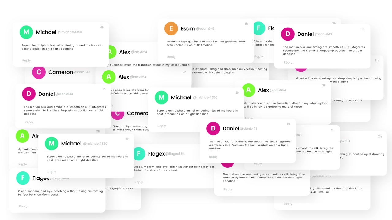 Customer feedback comments popup animation with user review rating display