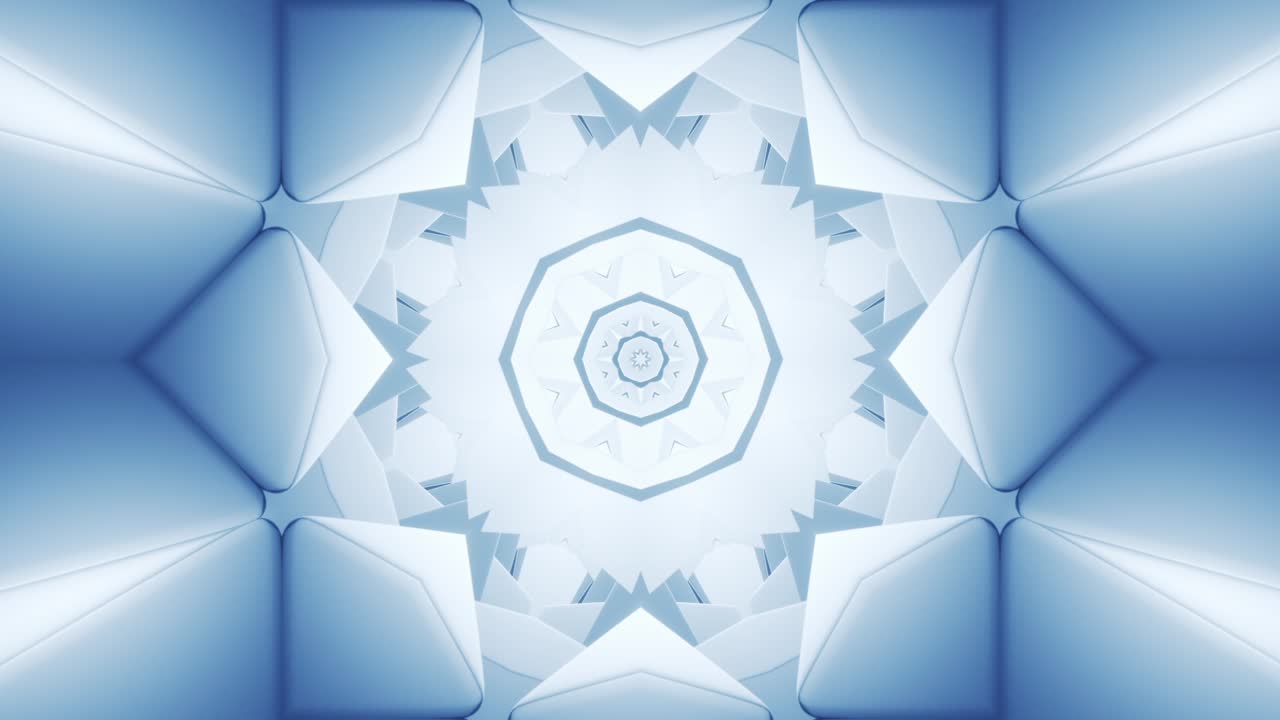 미래 지향적이고 매끄럽고 현대적인 측면 별 추상 - 최면 미니멀리즘, 매끄러운 반복 만화경 복도 배경 - 편안한 멜로디 정신병, 시간 경과 냉각 vj 뮤직 비디오에 적합