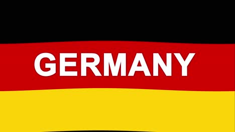 german 2d flag waving with germany as capital letters text on black, red and yellow in 4k loop animation