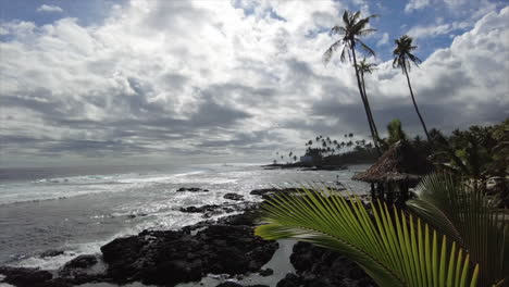 una vista de la costa tropical en samoa
