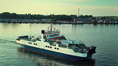 aerial view of the ferry terminal very early in the morning