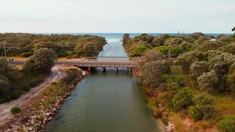 Aerial-view-of-Vasse-Wonnerup-estuary-in-Busselton,-Australia