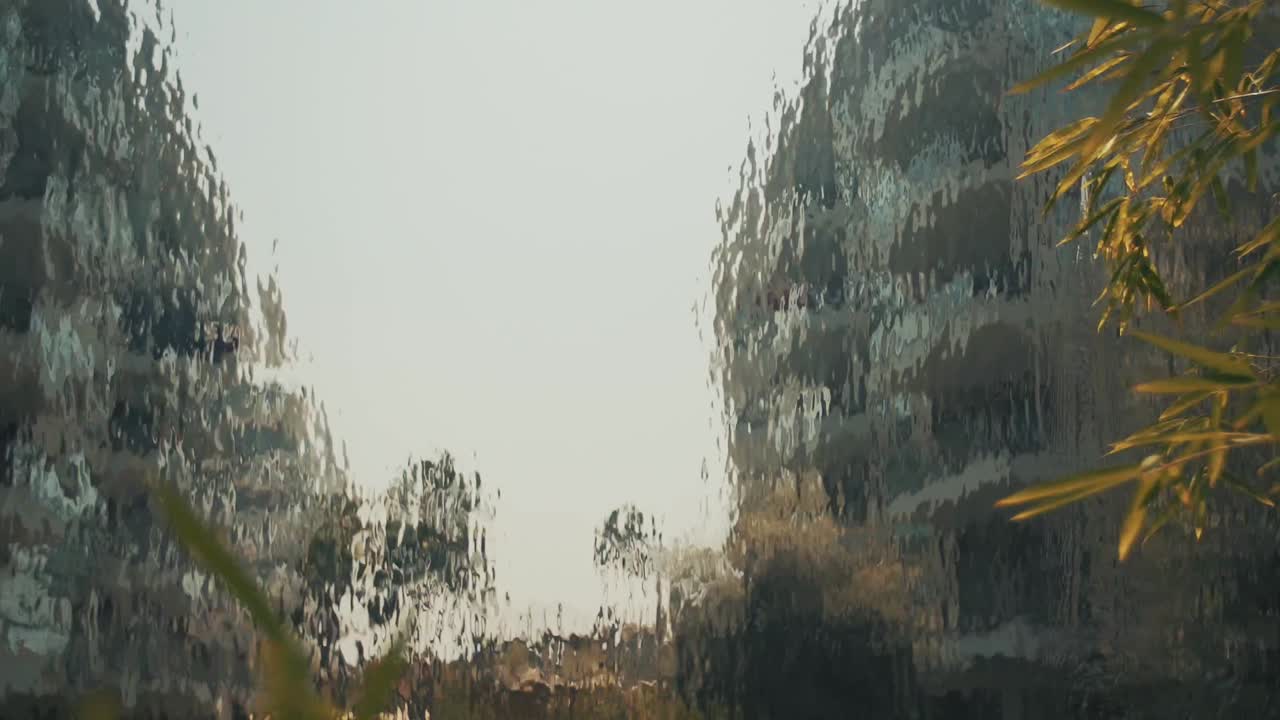 upclose shot of artificial waterfall