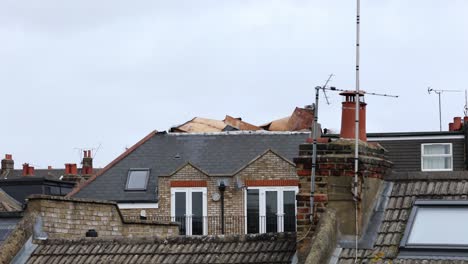 roof damage caused by the fierce winds of storm eunice