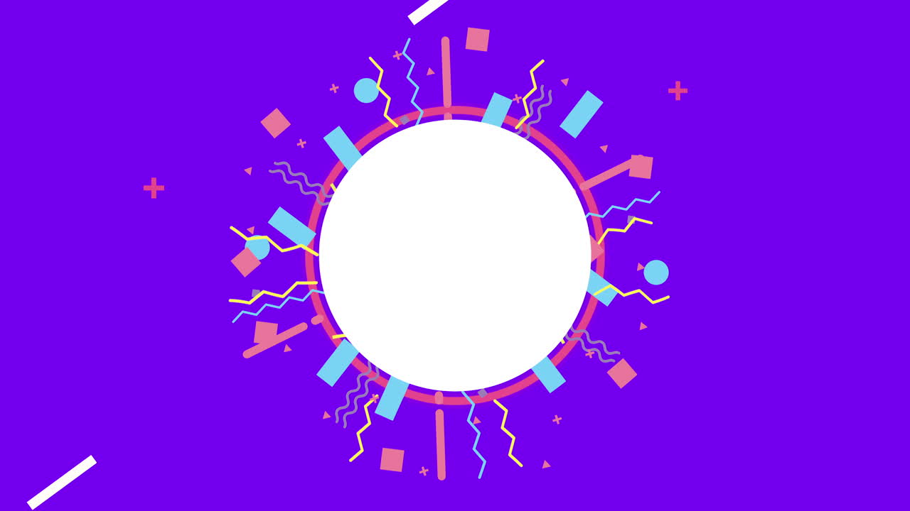 컬러와 기하학적 그림, 원형 프레임으로 애니메이션