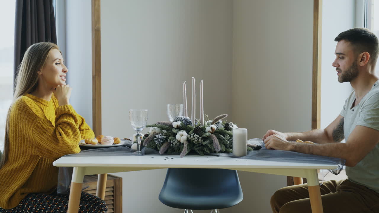 Couple Enjoying a Festive Dinner