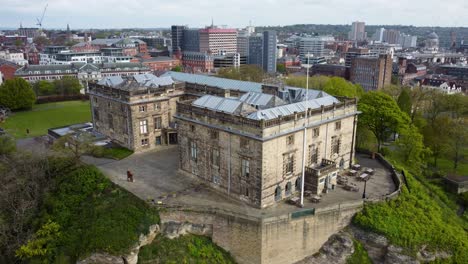 drone shot nottingham castle in england