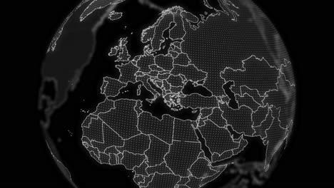 grecia país alfa para la edición de datos tecnología de análisis de globo giratorio, video cinematográfico muestra un globo digital giratorio, haciendo zoom en grecia país alfa para la edición de plantilla