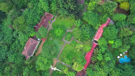 aerial view from roça belo monte in ilha do principe (prince island) são tomé,africa - descending drone shot