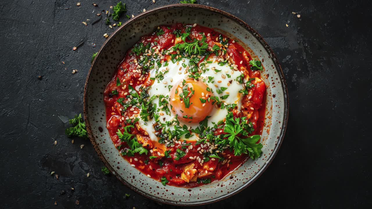 shakshuka - plato de huevo del medio oriente con tomates y especias