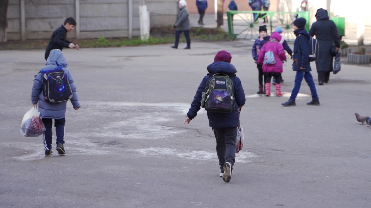 School children playing in the schoolyard
