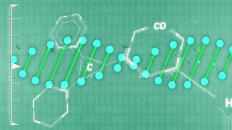 animación de la estructura química sobre el fondo de codificación binaria