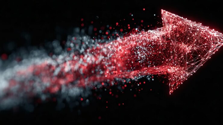 Dynamic Arrow Motion Visualization: A Captivating Representation of Energy Flow and Directionality in a Digital Environment with Luminous Particles