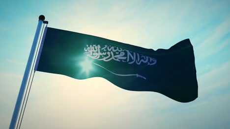 saudi arabian flag waving in the kingdom of saudi arabia. banner flying in riyadh in the middle east - 4k 30fps video