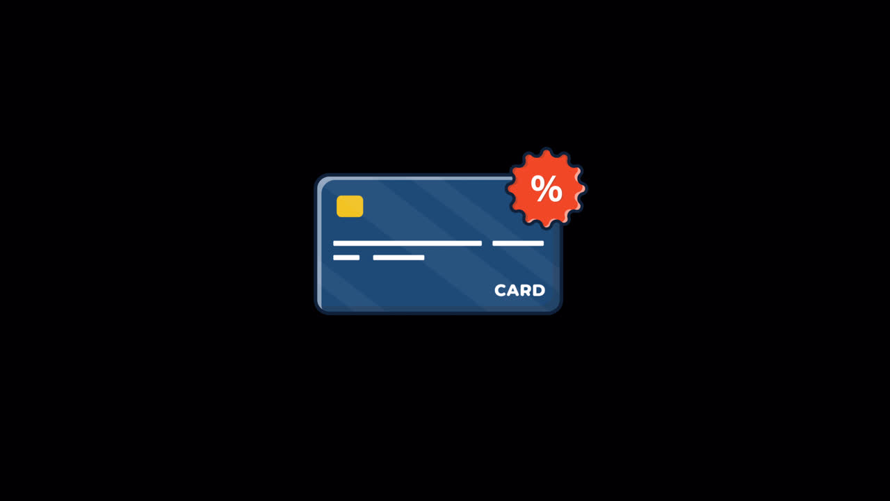 Animated Credit Card with Percentage Discount Symbol