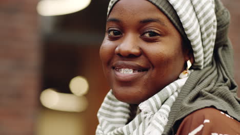 young black muslim woman close-up