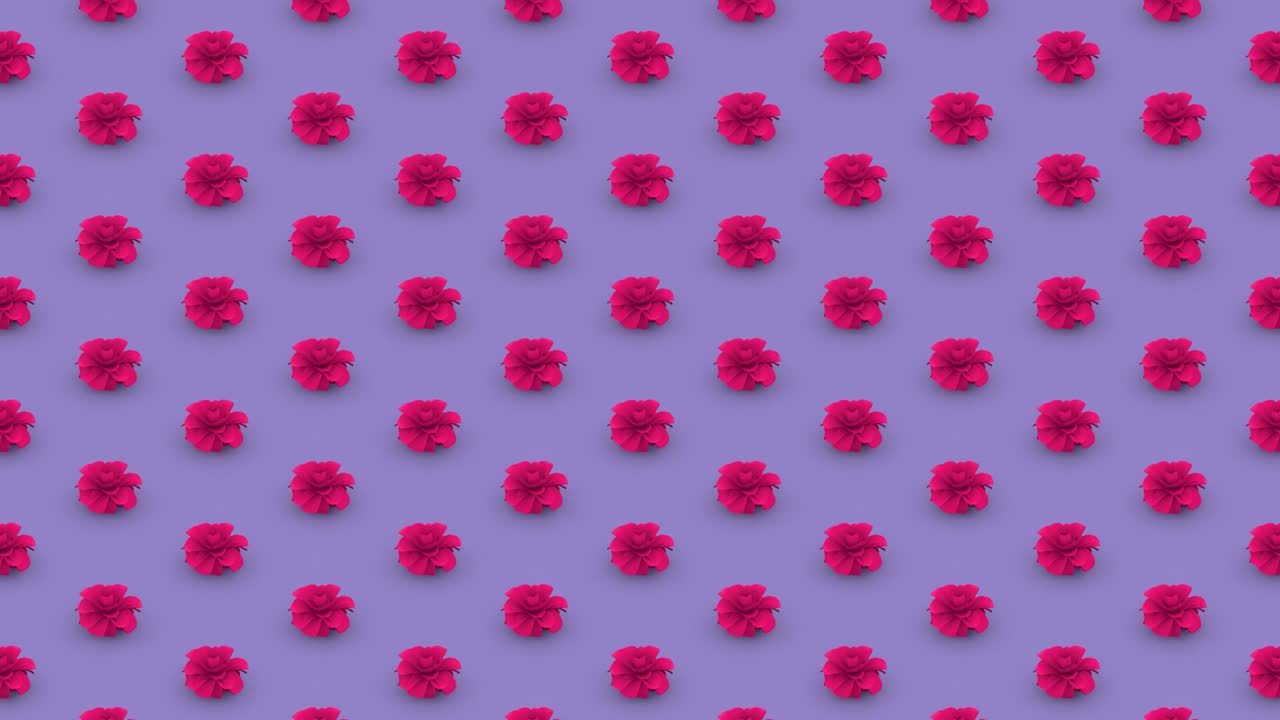 patrón de flores animado en fondo púrpura
