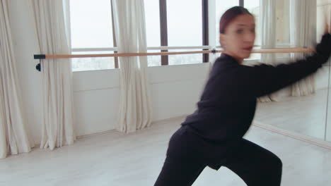 young girl performing fast contemporary dance and posing on camera