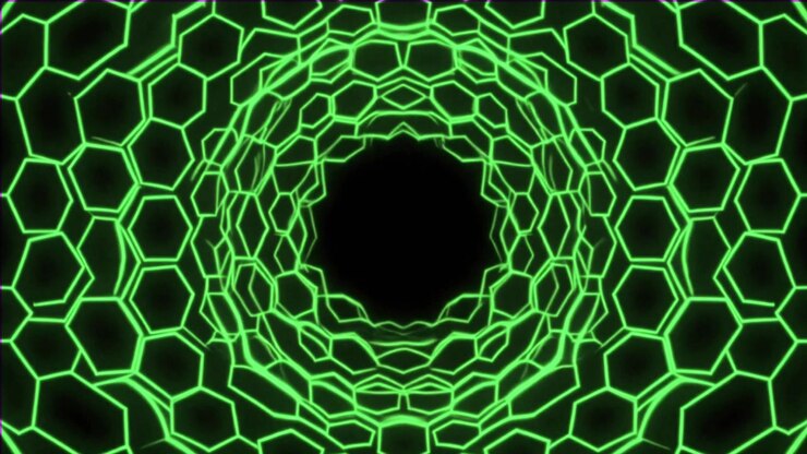 Animação Abstrata de Túnel Hexagonal Verde