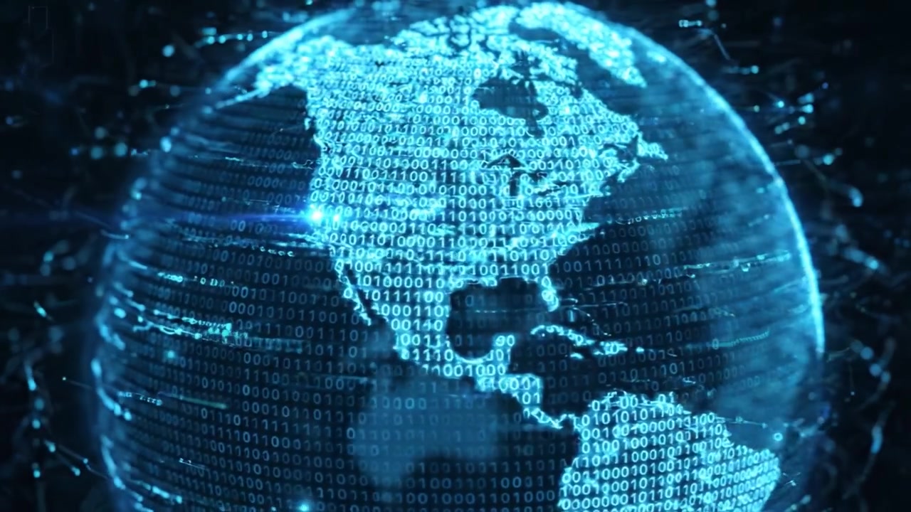 A Stunning Visualization of a Digital Earth Rotating in a Sea of Binary Code, Representing the Fusion of Technology and Global Connectivity