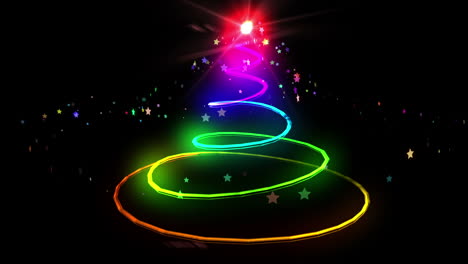 colourful light forming christmas tree design