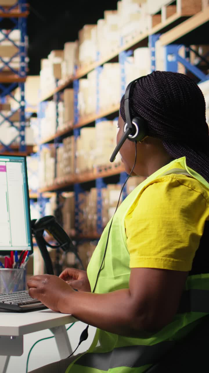 Vertical Video Customer support employee handles e-commerce order issues on a call