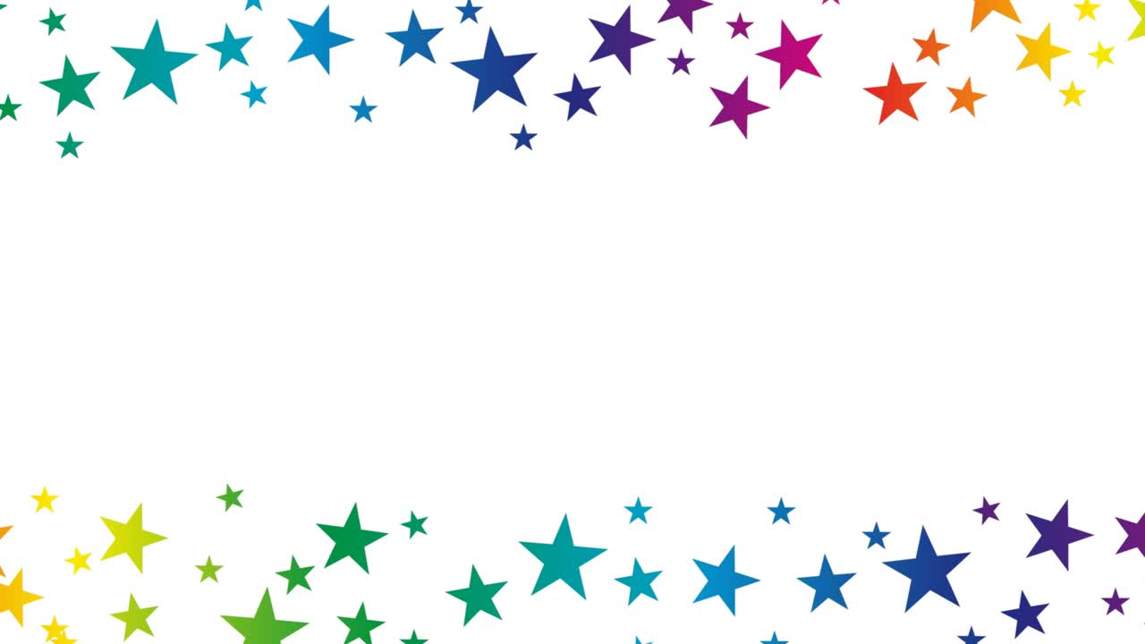 animación de navidad 2d con espacio de copia para su texto. estrellas arco iris en fondo blanco