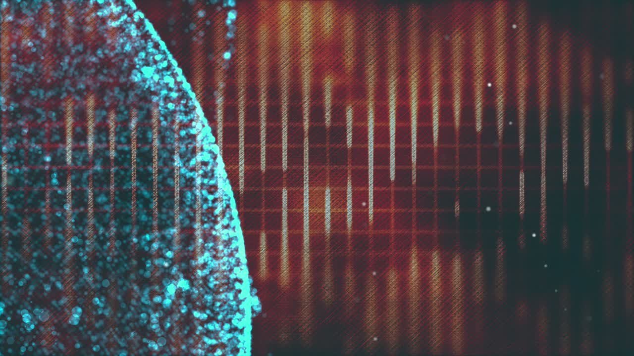 video 4k de fondo futurista con partículas y líneas iluminadas.
