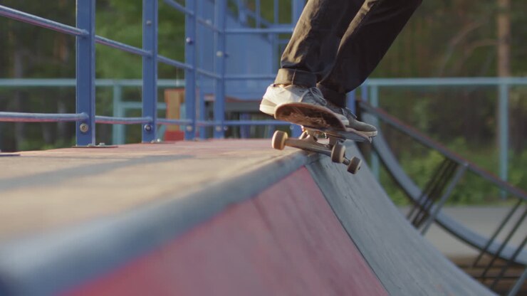 Unrecognizable Skater on Ramp
