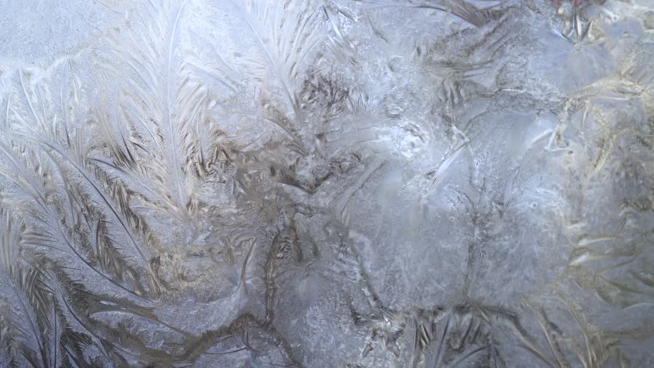 абстрактный морозный рисунок на стекле, фоновая текстура на окне 02