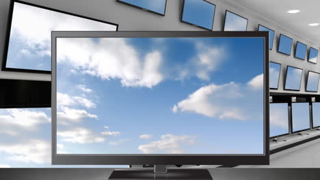 blue sky on a television screen