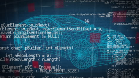 animación del procesamiento de datos a través del coche digital