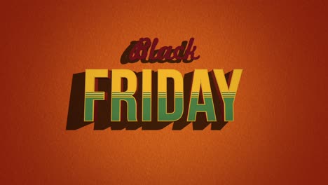 retro black friday text in 80s style on a orange grunge texture