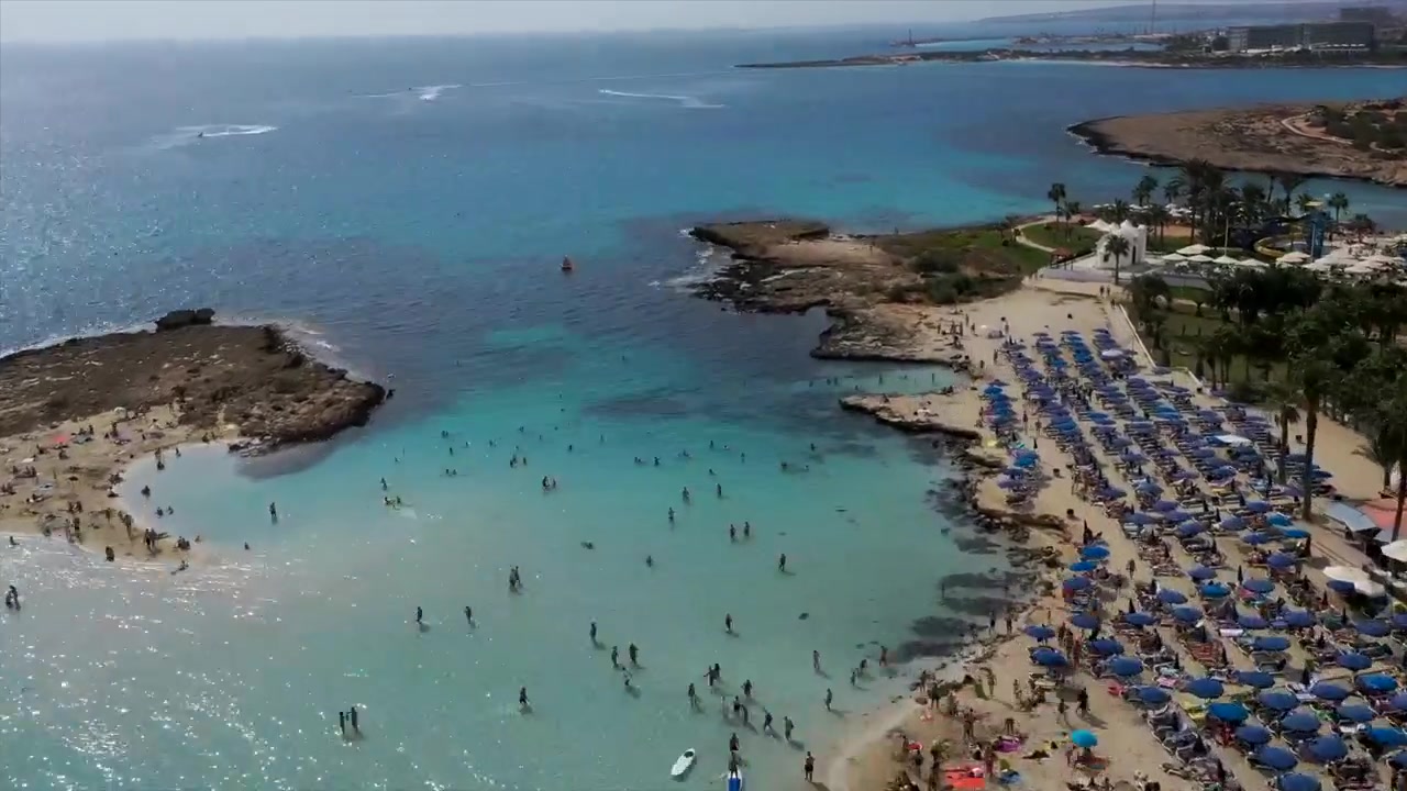 Aerial shot of the Ayia Napa Beach