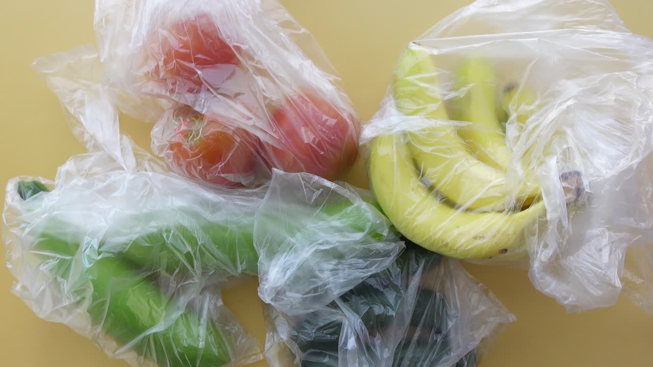Fruits and Vegetables in Plastic Bags