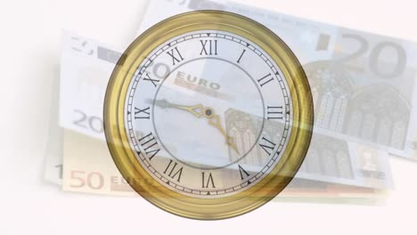 Animation-of-clock-ticking-over-euro-currency