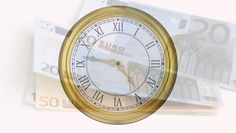 Animation-Der-Tickenden-Uhr-über-Der-Euro-Währung