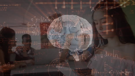 animación de ecuaciones matemáticas y cerebro digital en diversos estudiantes