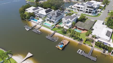 aerial view of luxury homes and waterways