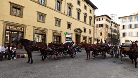 carriages and people in florence, italy