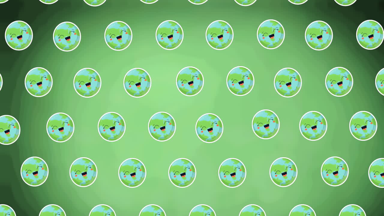 녹색 배경 에 움직이는 행복 한 지구 의 애니메이션