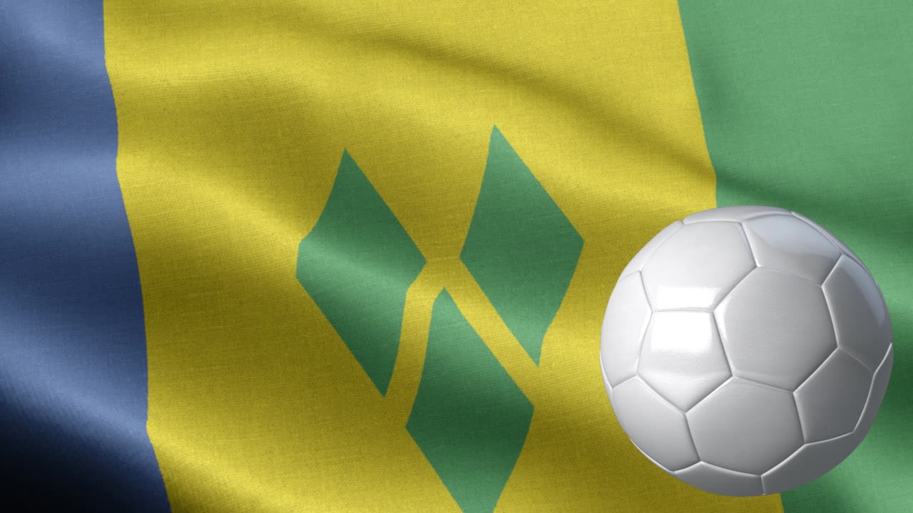 Flag Of Saint Vincent and the Grenadines and soccer ball - Saint Vincent and the Grenadines Flag High Detail - National flag Saint Vincent and the Grenadines wave Pattern loopable Elements
