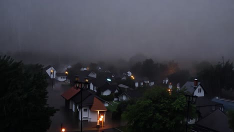 flooded homes in a neighborhood during a storm