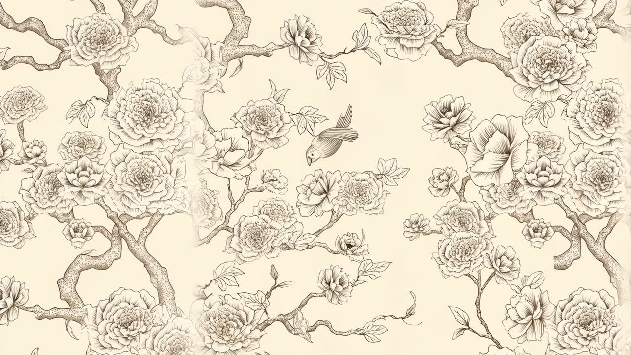 Floral Pattern with Bird