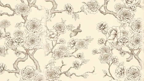floral pattern with bird