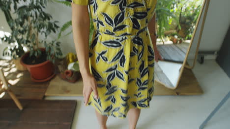 girl blogger posing in beautiful dress