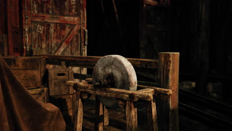 close-up of an old grinding wheel