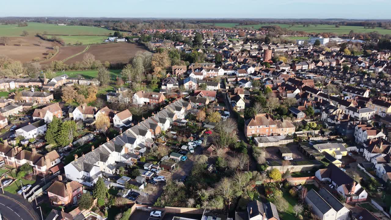 Residential houses and streets Halstead Essex UK drone,aerial
