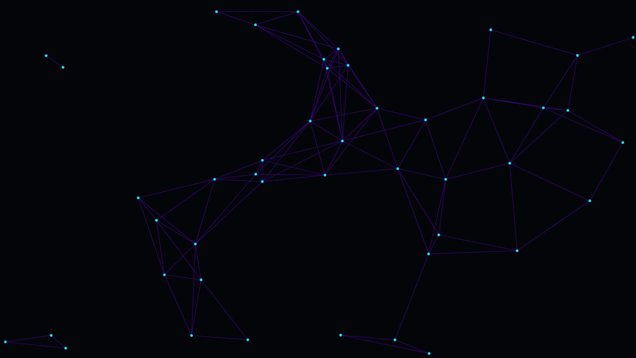 Abstract Digital Network Connection with Moving Nodes and Lines